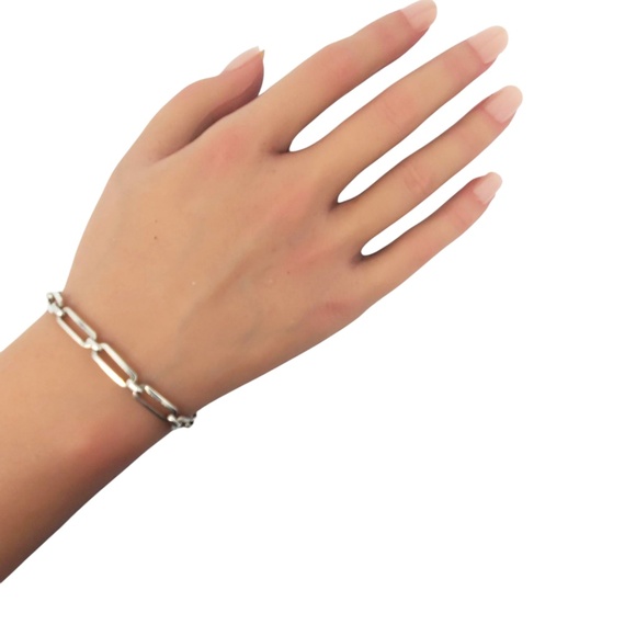 Mexico Sterling Silver Paper Clip Link Bracelet #21200 - Picture 9 of 10